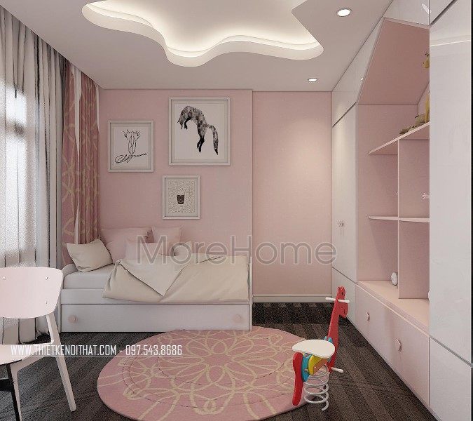 Thiết kế và thi công phòng ngủ con gái chung cư Imperia Garden
